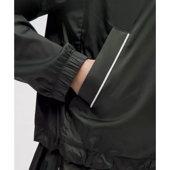 Lululemon Stretch Satin Nylon Rainforest Green Athleisure Cropped Jacket Sm - Picture 6 of 10